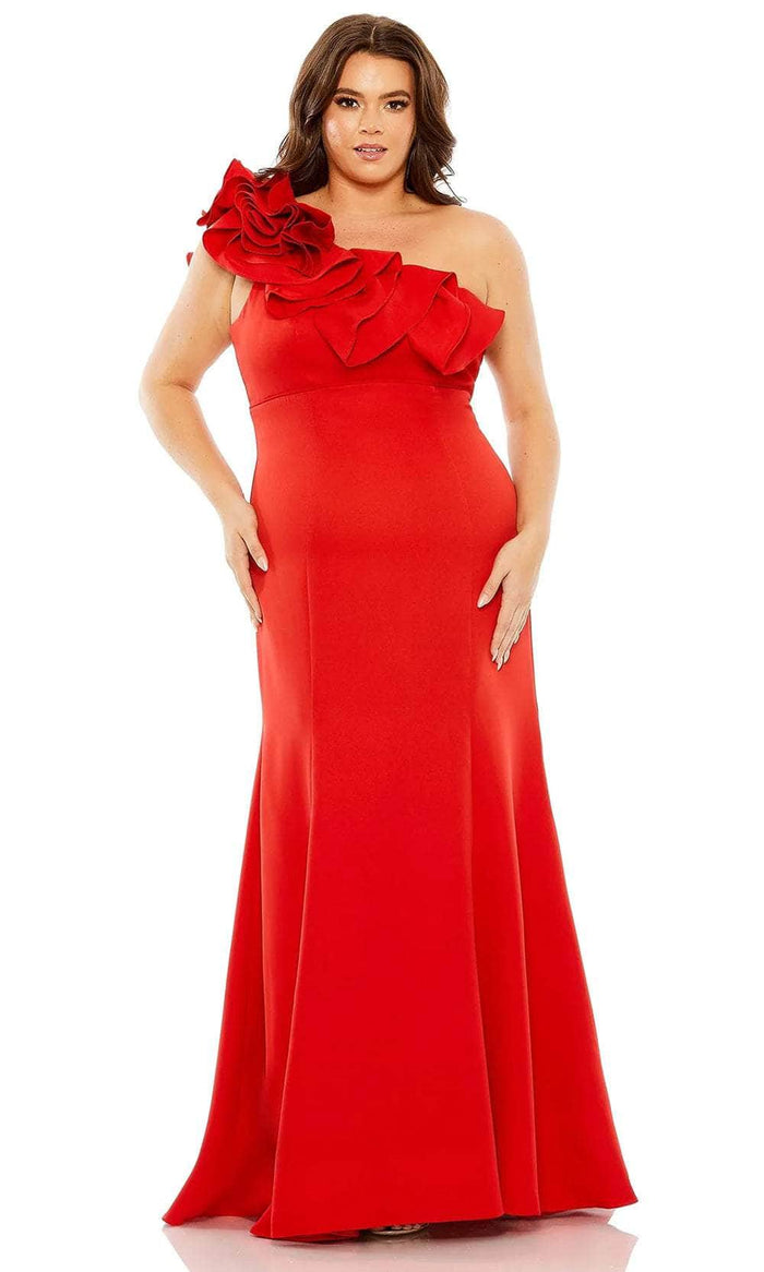 Mac Duggal 49707 - Asymmetrical Sheath Evening Dress Evening Dresses 12W / Red