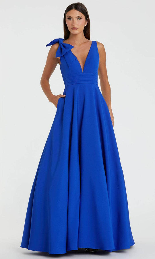 Mac Duggal 49972 - Satin A-line Gown with Bow Detail