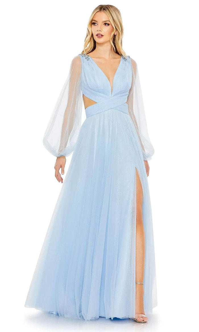 Mac Duggal 50662 - Lace-Up Cutout Waist Prom Dress Prom Dresses 2 / Ice Blue