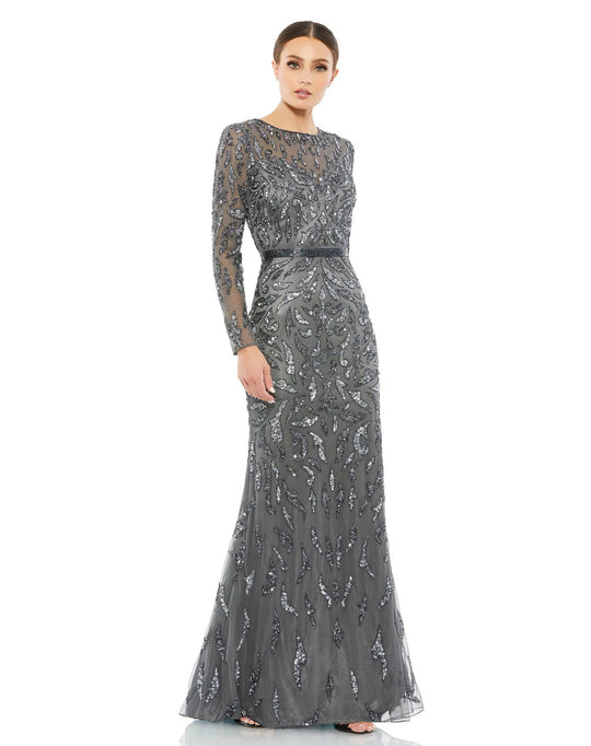 Mac Duggal Evening - 5124D Jewel Long Sleeves Evening Dress