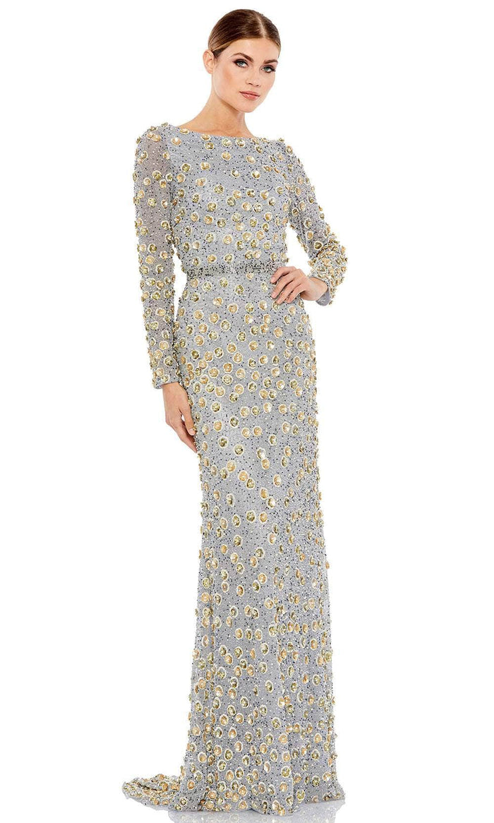 Mac Duggal 5437 - Flora Beaded Sheath Evening Gown Evening Dresses 4 / Platinum Gold