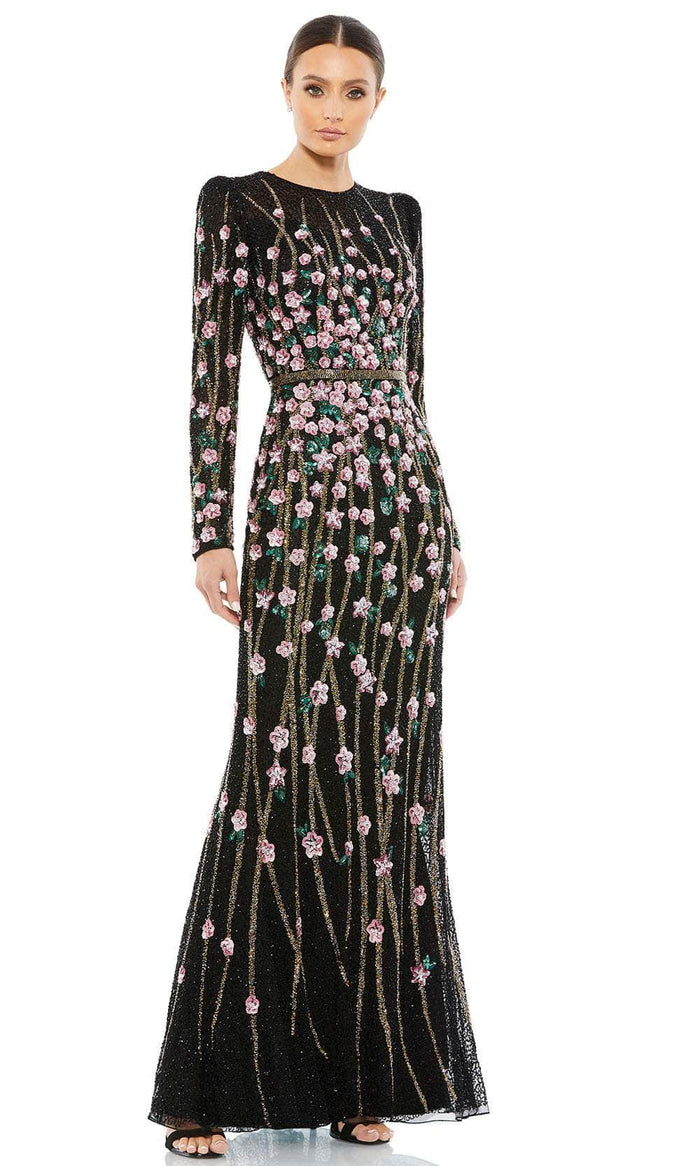 Mac Duggal 5492 - Sequin and Beads Long Sleeve Prom Dress Prom Dresses 6 / Black Multi