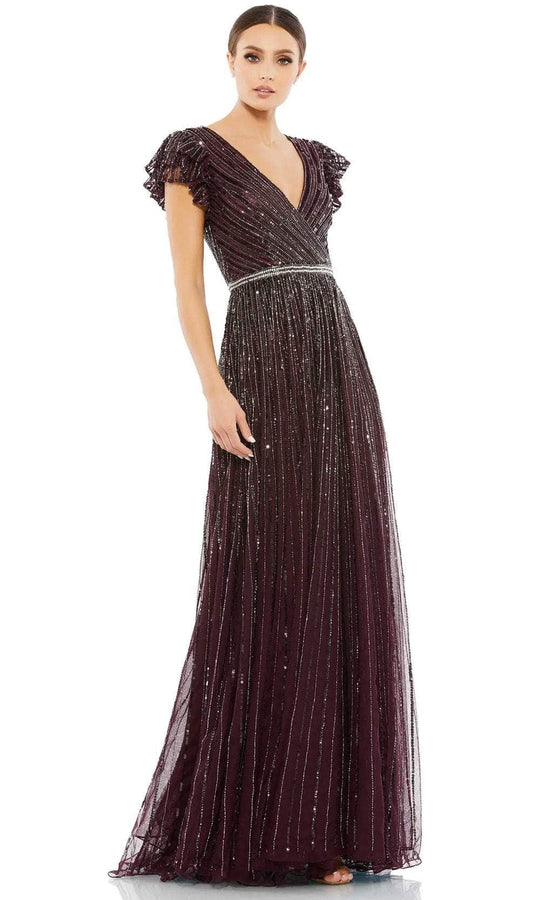 Mac Duggal 5502 - Flutter Sleeve Sequined Evening Gown