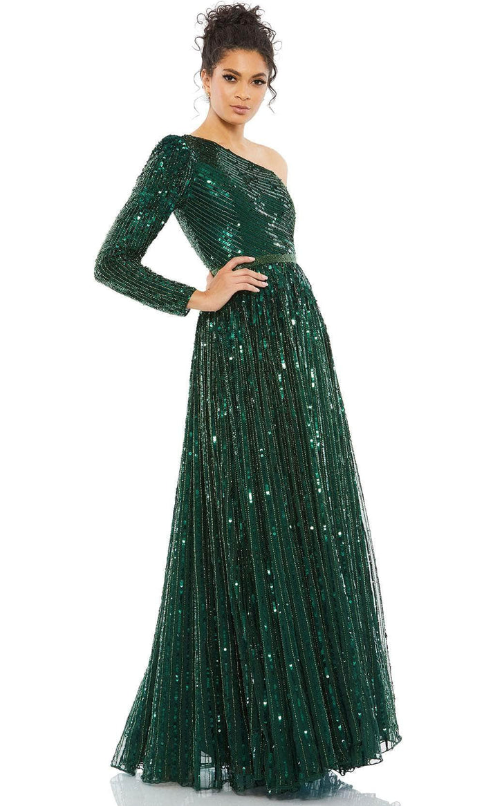 Mac Duggal 5508 - Asymmetrical Sequin Evening Dress Special Occasion Dress 2 / Emerald