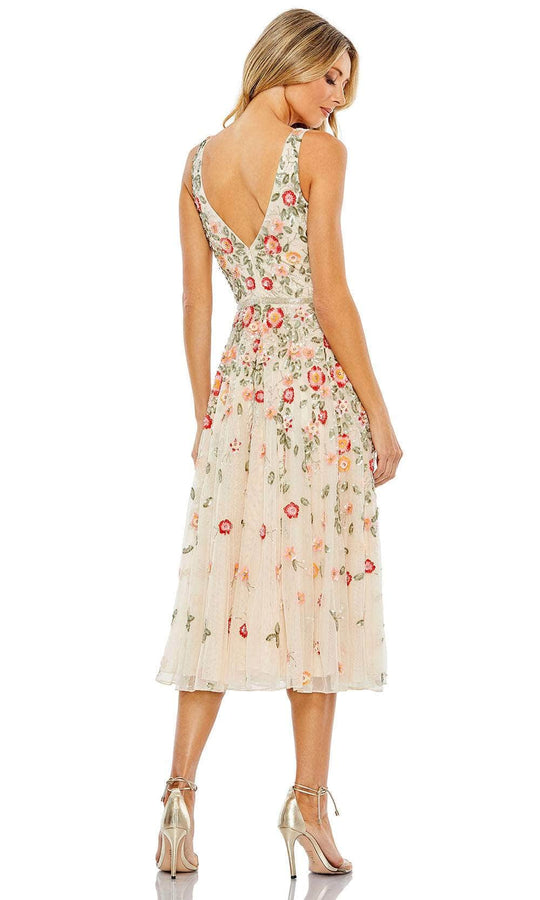 Mac Duggal 5527 - V-Neck Floral Sequin Cocktail Dress
