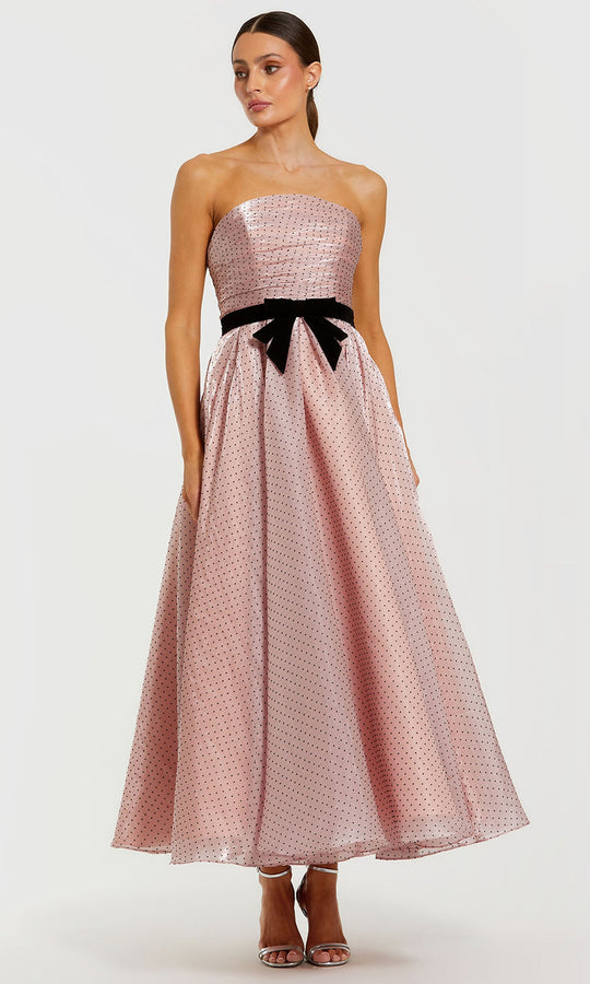Mac Duggal 56184 - Polka Dot Bow Waistband Prom Dress
