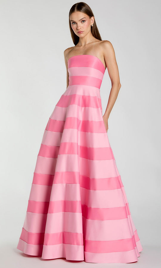 Mac Duggal 56353 - Striped Satin Straight Neckline Gown