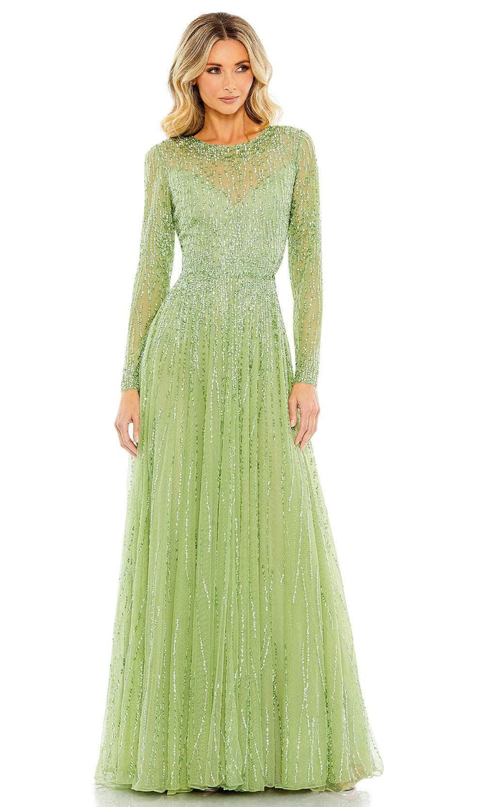 Mac Duggal 5636 - Long Sleeve Sequin Embellished Prom Gown Prom Gown 4 / Sage