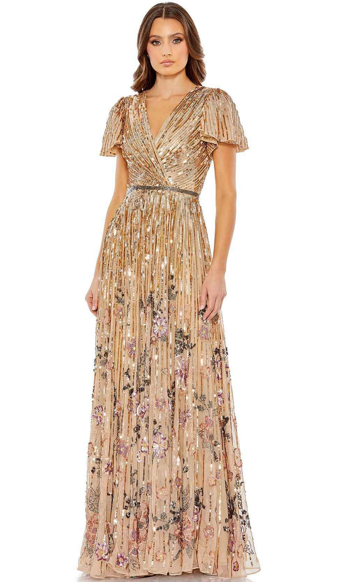 Mac Duggal 5637 - Sequin Flounce Sleeve Evening Dress Prom Dresses 2 / Copper