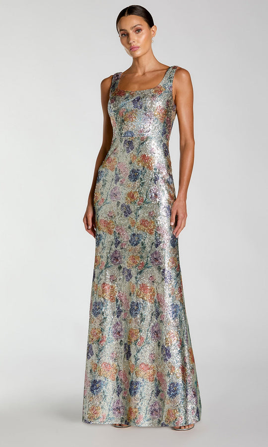 Mac Duggal 56388 - Square Neckline Floral Sparkling Dress