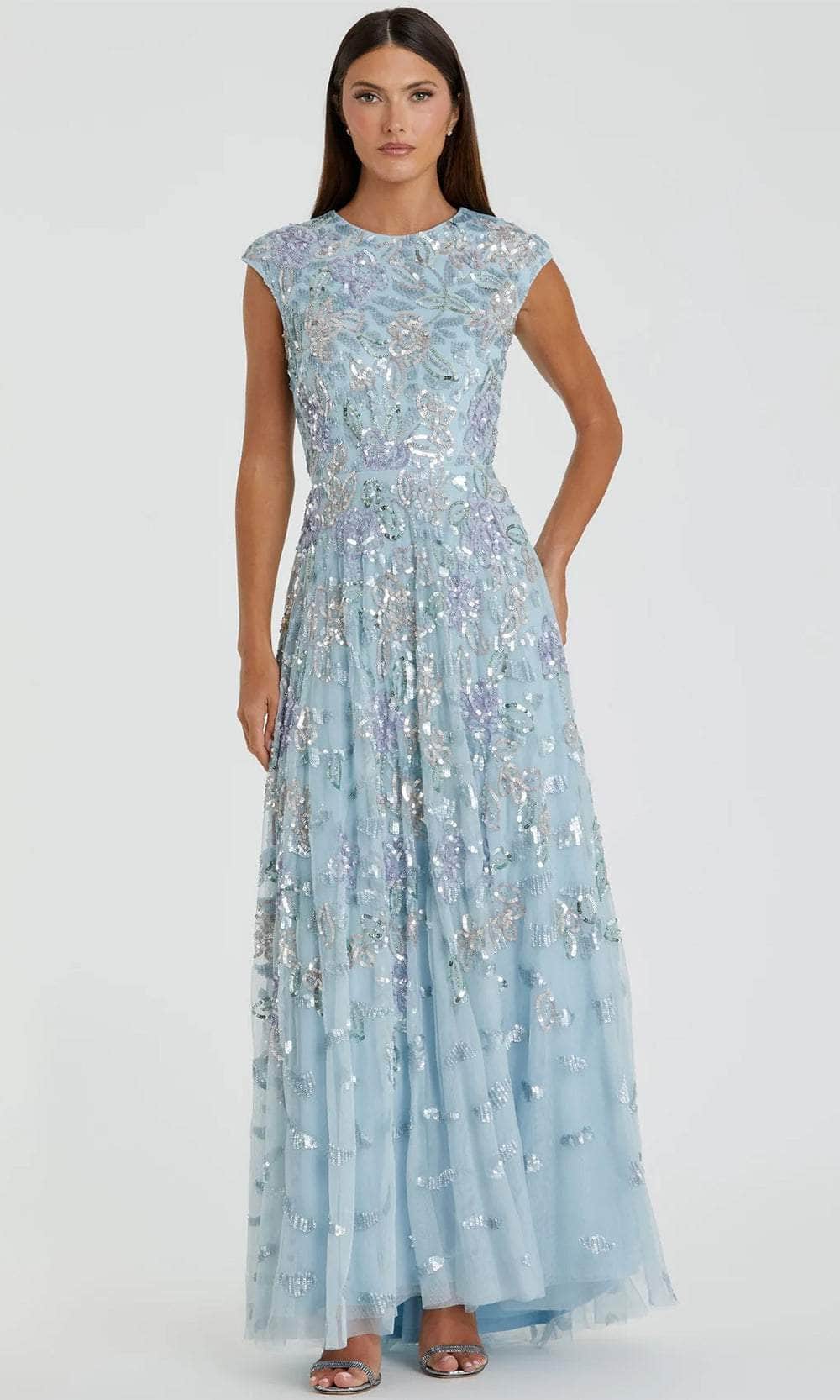 Mac Duggal Women's Sequined High Neck Cap Sleeve A Line Gown - Gold - Size 14