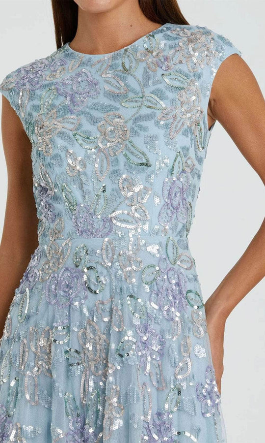 Mac Duggal 5647 - Floral Detailed Cap Sleeve Evening Gown