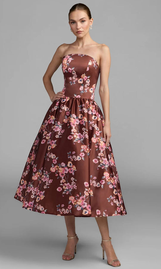 Mac Duggal 56504 - Floral Print Strapless Midi Dress