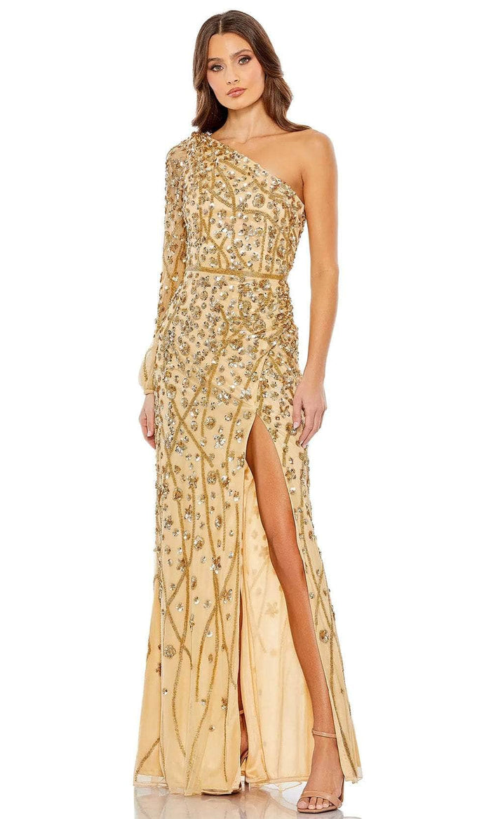 Mac Duggal 5659 - Bishop Sleeve Evening Gown Evening Dresses 2 / Gold