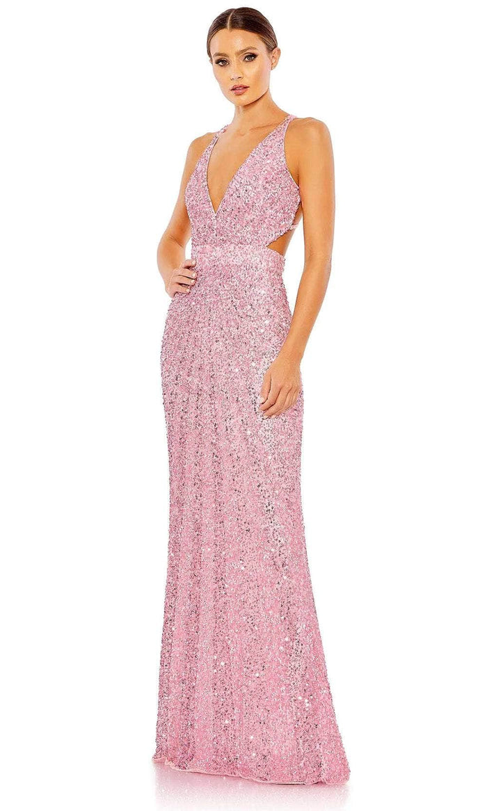 Mac Duggal 5686 - Sequined Plunging Neckline Prom Gown Prom Dresses 0 / Rose