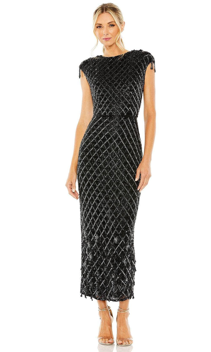 Mac Duggal 5776 - Cap sleeve Beads Embellished Prom Dress Prom Dresses 2 / Black