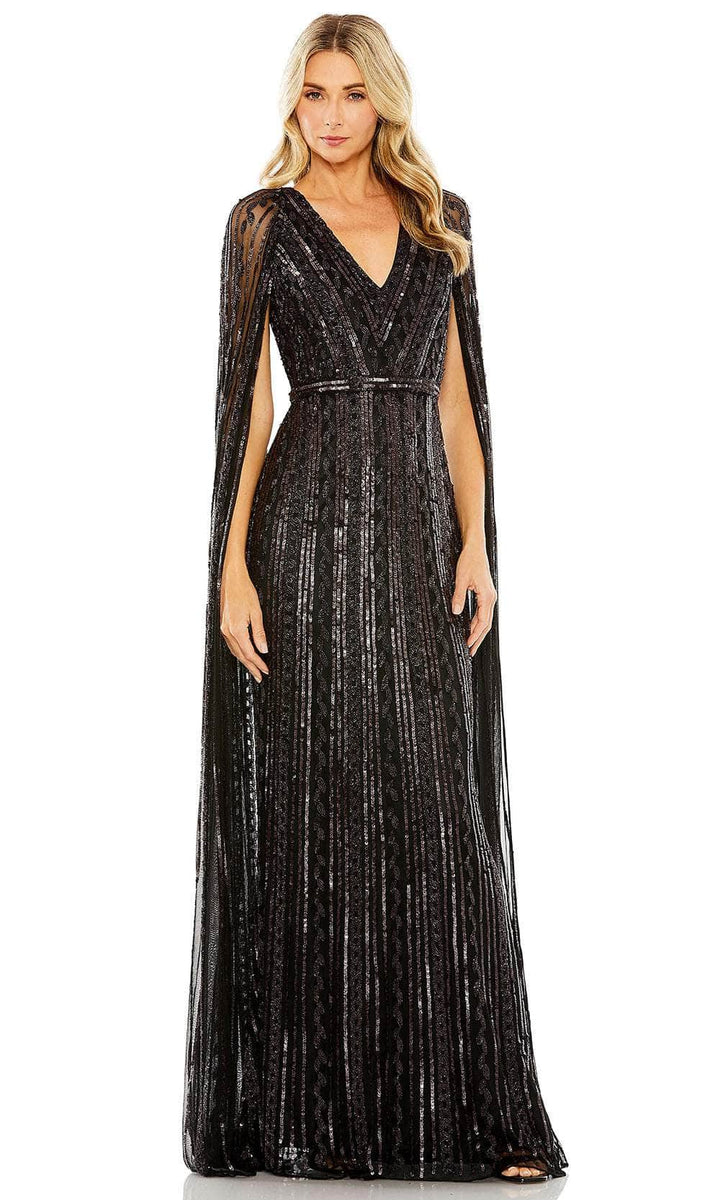 Mac Duggal Long Formal Cape Sleeve Evening Dress