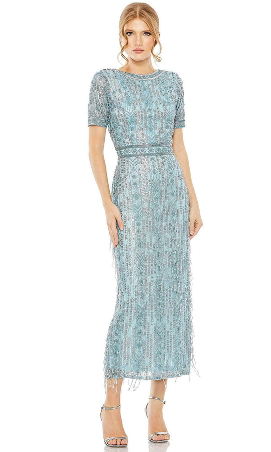 Mac Duggal 5980 - Short Sleeve Fringed Dress