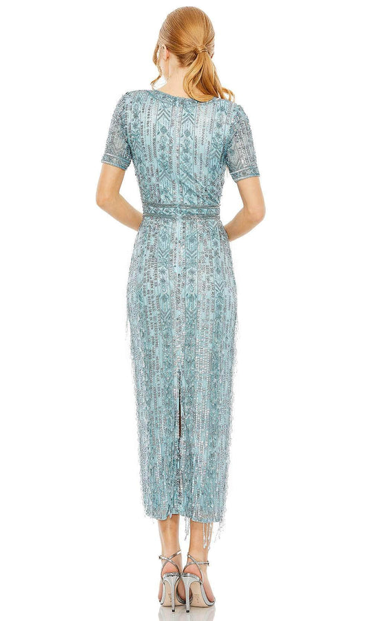 Mac Duggal 5980 - Short Sleeve Fringed Dress