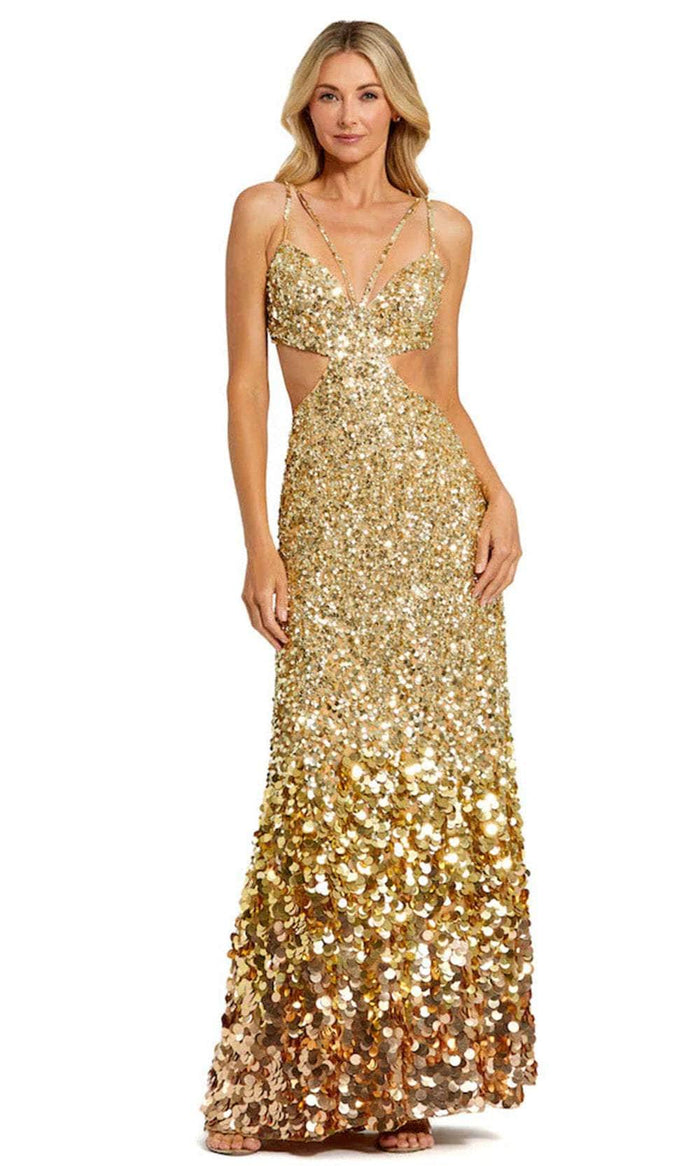 Mac Duggal 6077 - Strappy Sequin Evening Dress Evening Dresses 0 / Gold