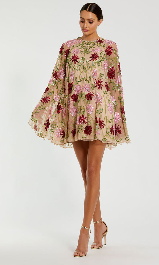 Mac Duggal 6123 - Floral Beaded A-Line Short Dress