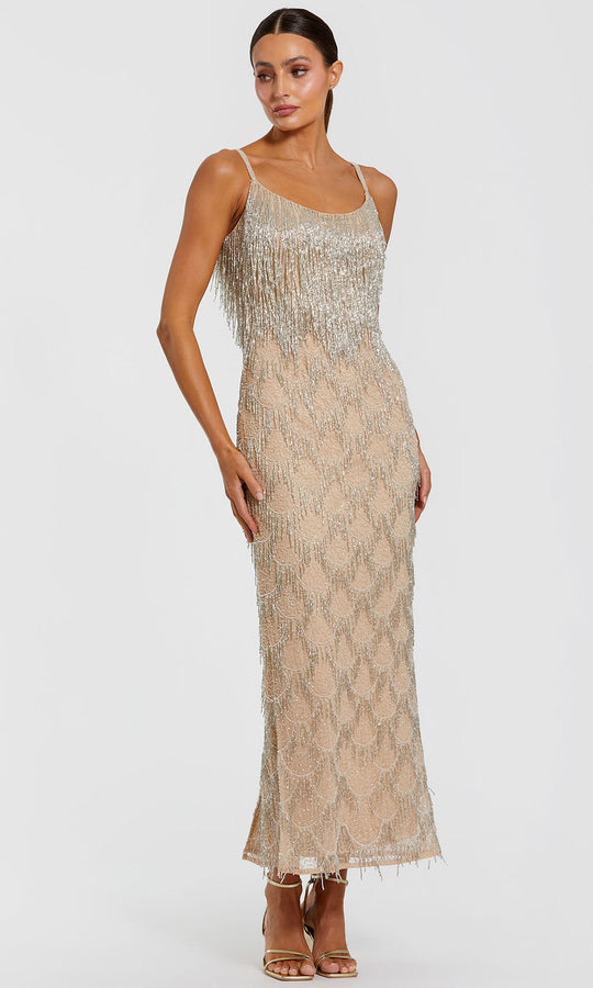 Mac Duggal 6172 - Beaded Fringe Scoop Neck Prom Dress