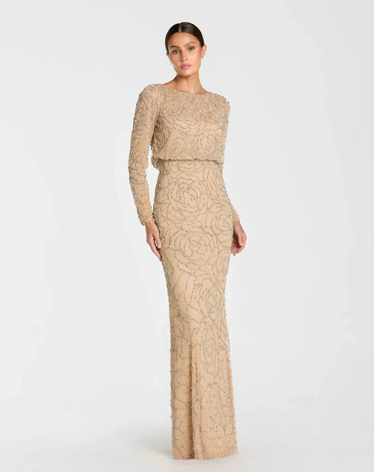 Mac Duggal 6189 - Blouson Bodice Embellished Sheath Gown