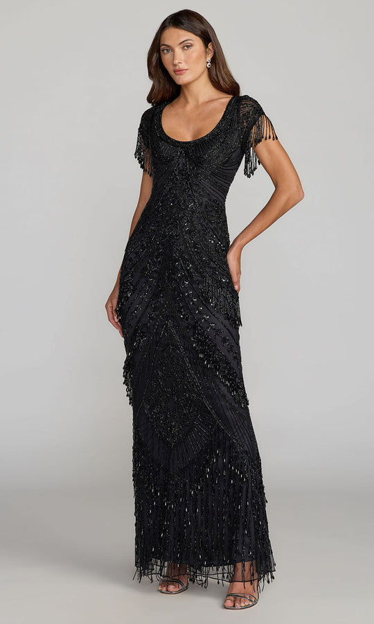 Mac Duggal 6190 - Beaded Fringe Cap Sleeve Evening Gown