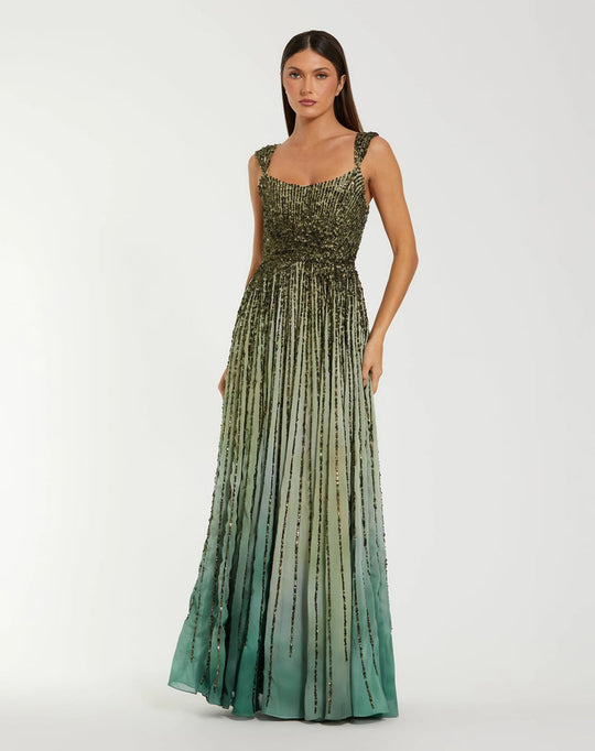 Mac Duggal 6205 - Wide Strap Beaded A-Line Gown