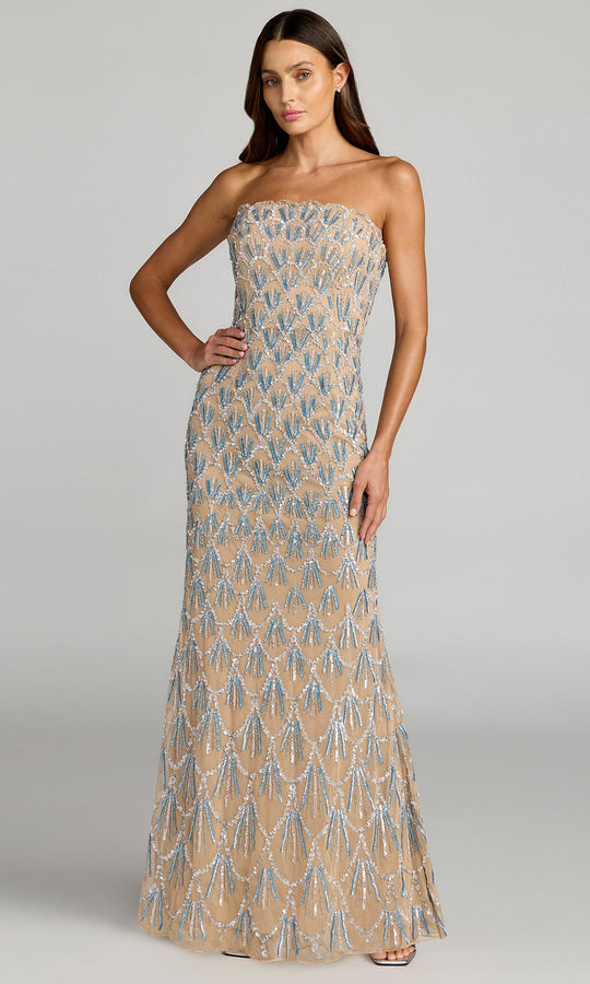 Mac Duggal 6250 - Lattice Sequin Scalloped Neckline Evening Gown