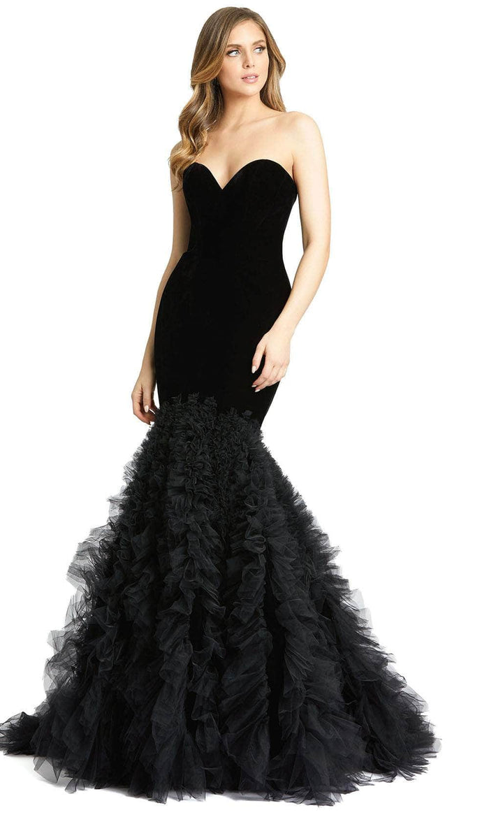 Mac Duggal 67420 - Strapless Tulle Mermaid Long Gown Evening Dresses 2 / Black