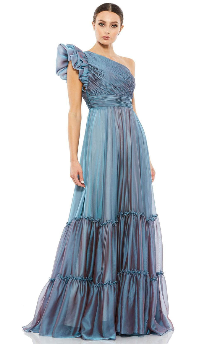 Mac Duggal 67878 - Asymmetric Shirred Evening Gown Evening Dresses 20 / Fusion Blue