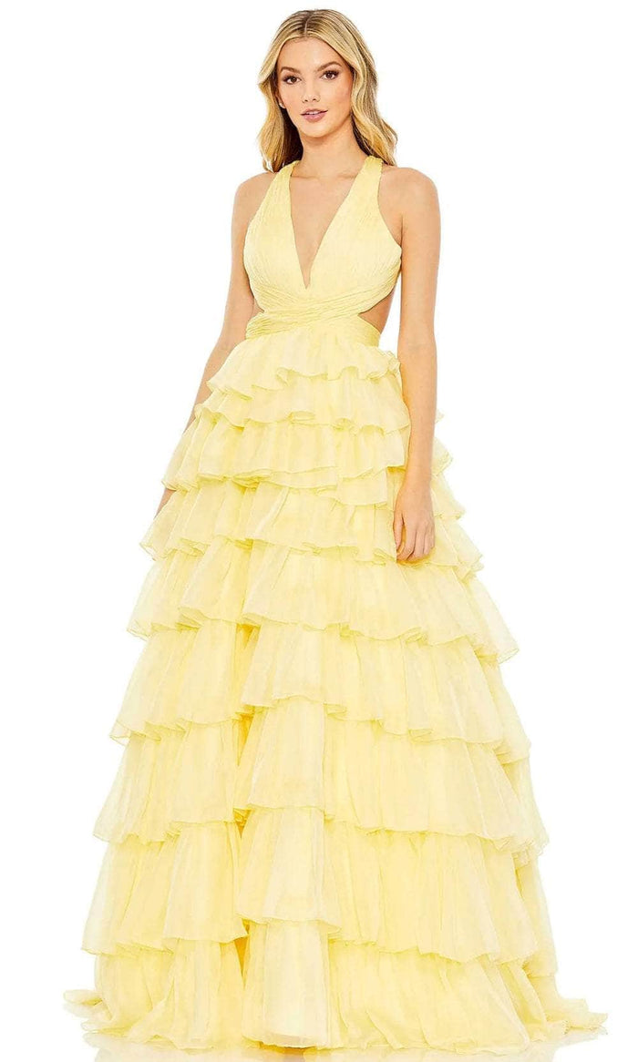 Mac Duggal 67988 - Crisscross Back Dress Prom Dresses 0 / Lemon