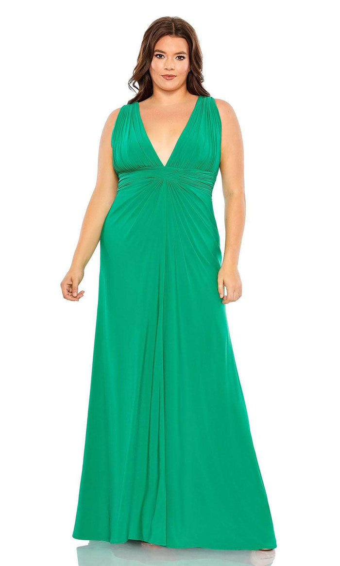 Mac Duggal 68128 - Sleeveless V-Neck Long Dress Evening Dresses 14W / Jade