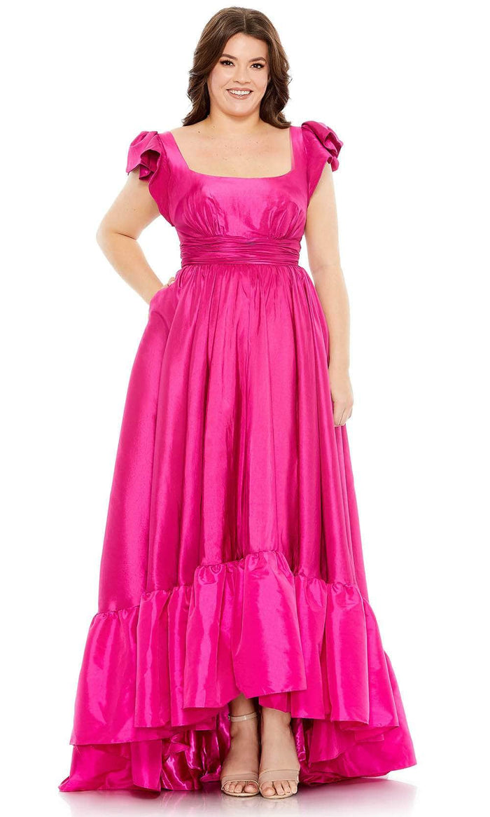 Mac Duggal 68150 - Flutter Sleeve Ruffle Gown Evening Dresses 14W / Magenta