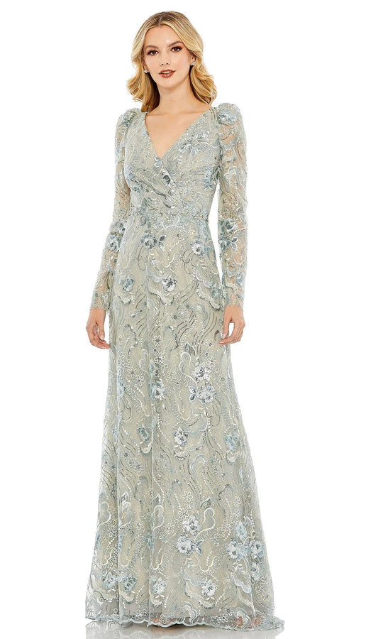 Mac Duggal 68190 - Long Sleeve Floral Embroidered Gown