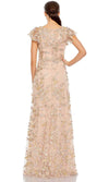 Mac Duggal Embroidered Floral Appliqué Flutter Sleeve Gown