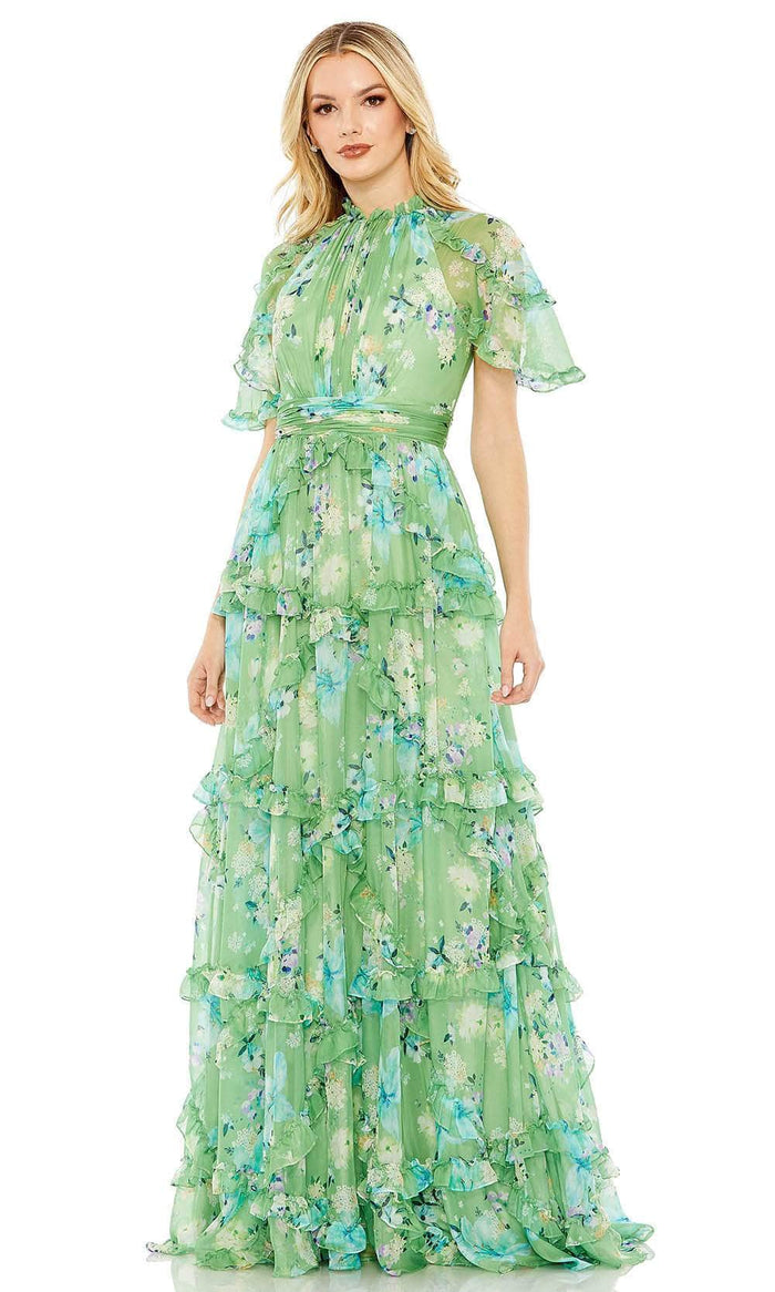 Mac Duggal 68216 - Printed Ruffle Prom Dress Special Occasion Dress 4 / Green Multi