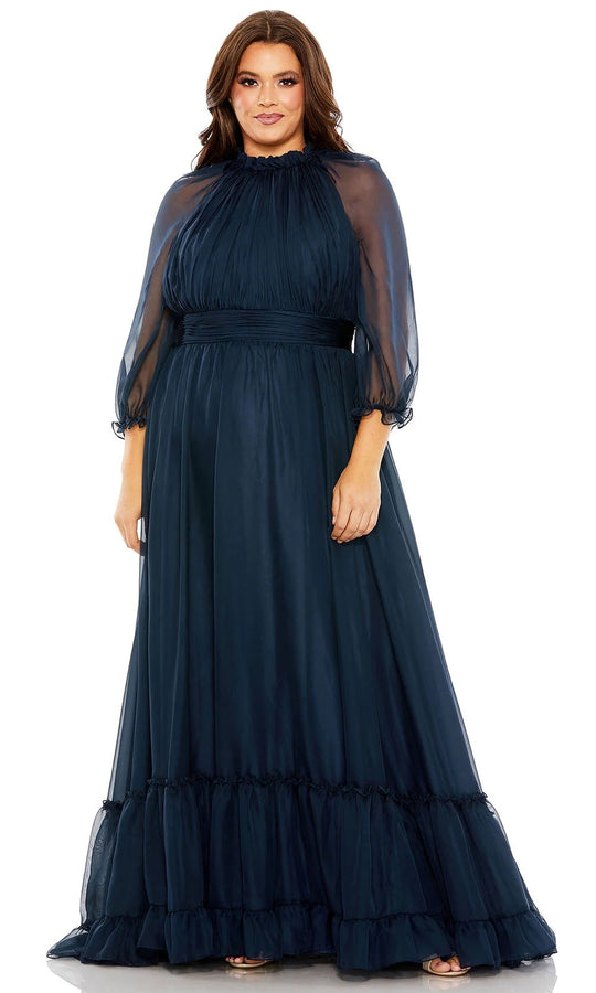 Mac Duggal 68426 - Sheer Sleeves High Neck Chiffon Gown