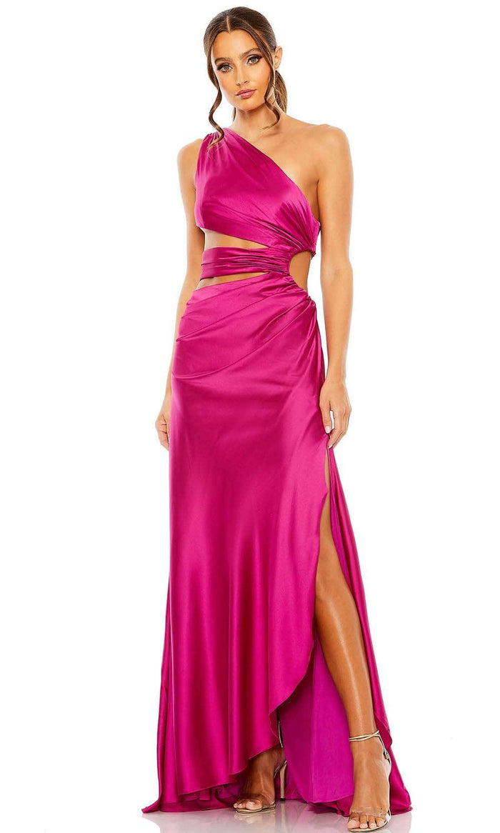 Mac Duggal 68485 - One Shoulder Ruched Prom Gown Special Occasion Dress 0 / Magenta
