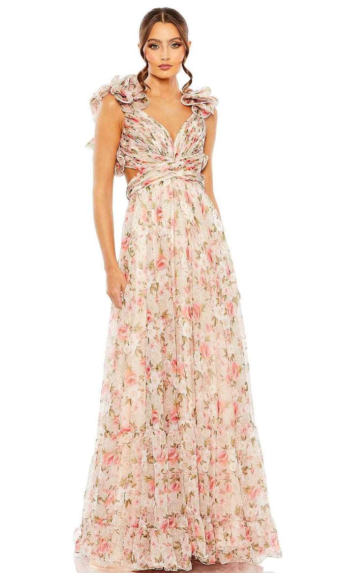 Mac Duggal 68519 - Floral Ruffle Tiered Prom Dress Prom Dresses 0 / Floral Multi