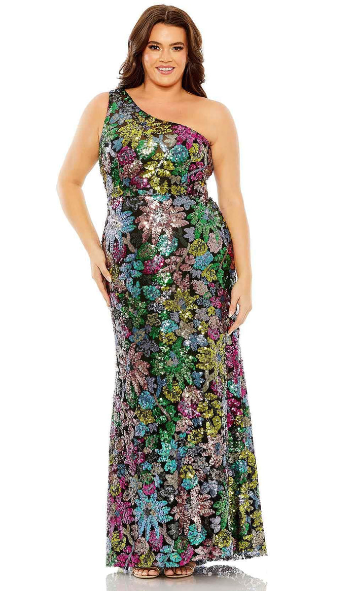 Mac Duggal 68545 - Floral Sequin Gown Prom Dresses 14W / Black Multi