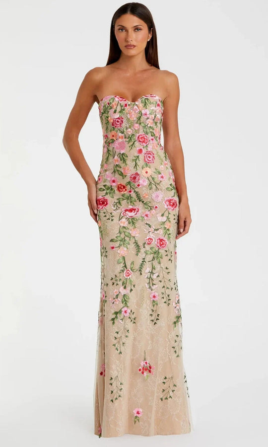 Mac Duggal 68894 - Strapless Floral Column Evening Gown