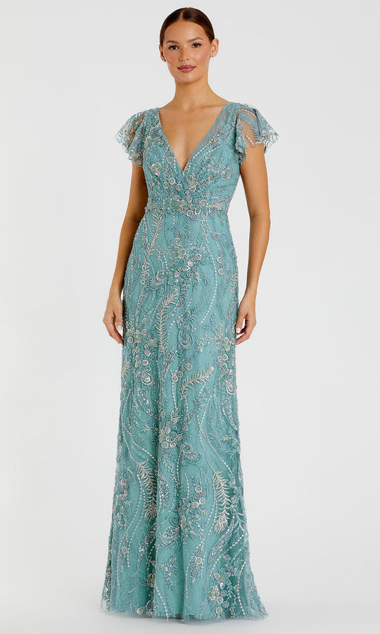 Mac Duggal 68914 - Embroidered Lace Flutter Sleeve Formal Gown