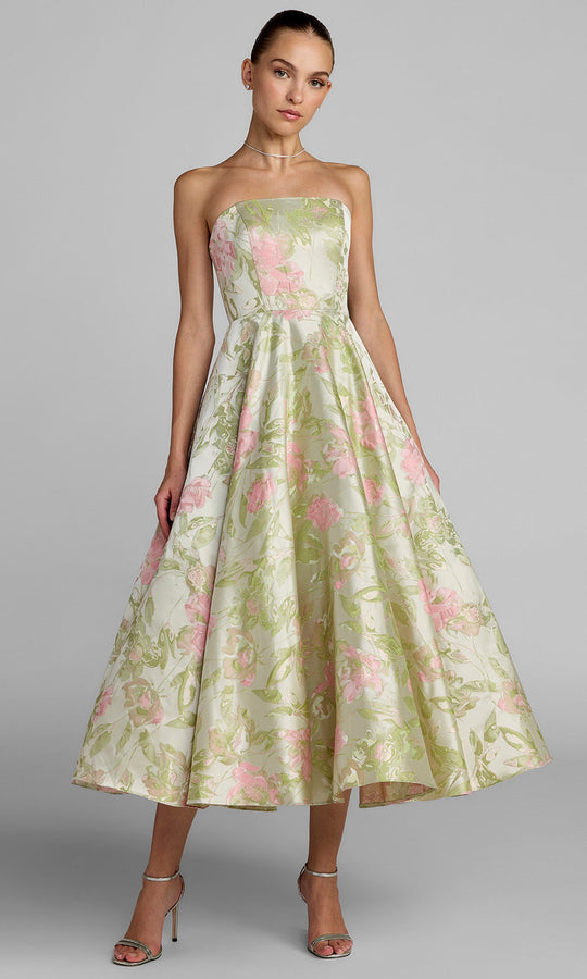 Mac Duggal 69147 - Strapless Floral Tea-Length Dress with Pockets