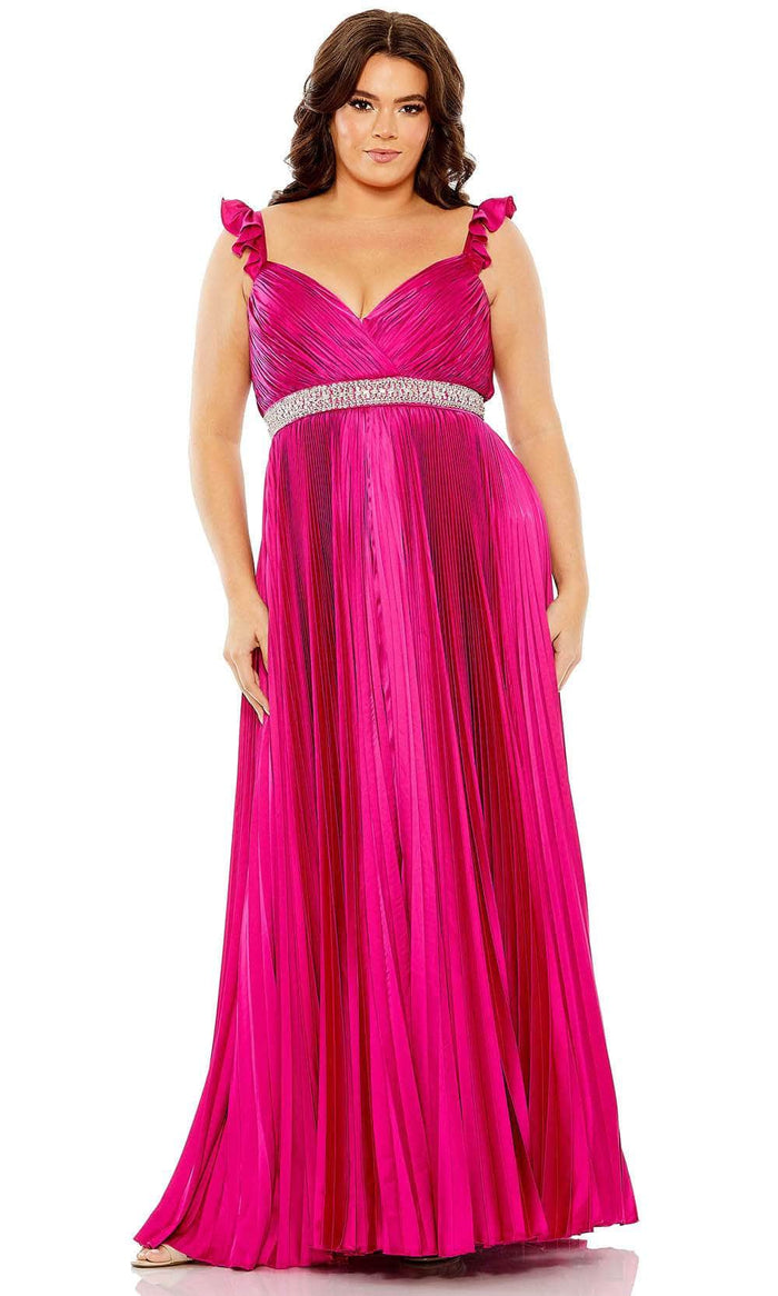 Mac Duggal 77004 - Pleated Satin Gown Prom Dresses 14W / Magenta