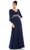 Mac Duggal 79390 - Bishop Sleeve Flowy Evening Gown Special Occasion Dress 4 / Midnight