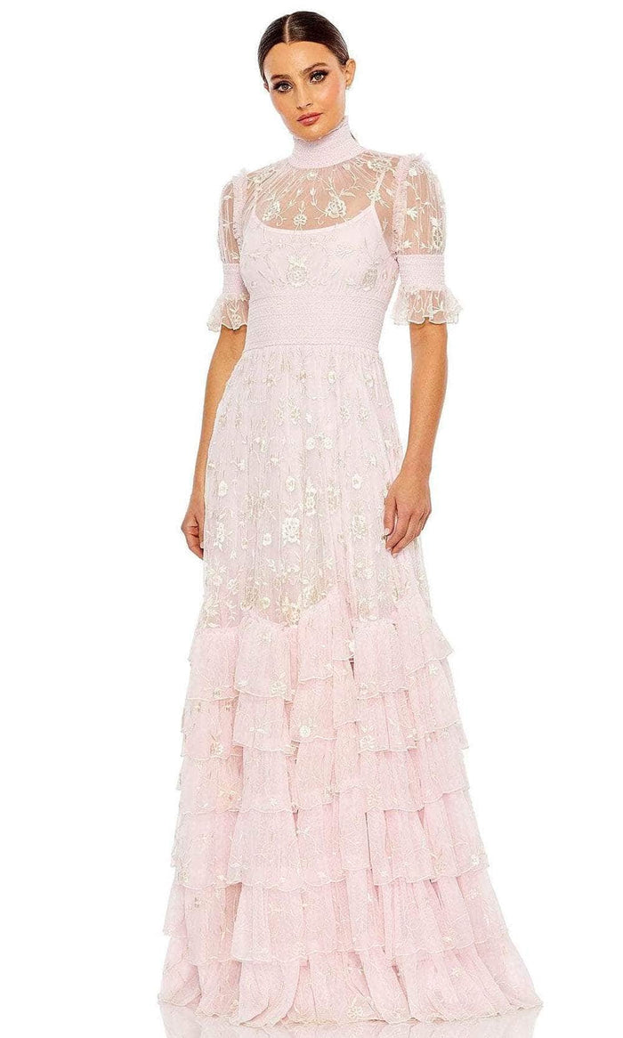 Mac Duggal 8005 - High Neck Ruffles Evening Dress Evening Dresses 4 / Rose Pink