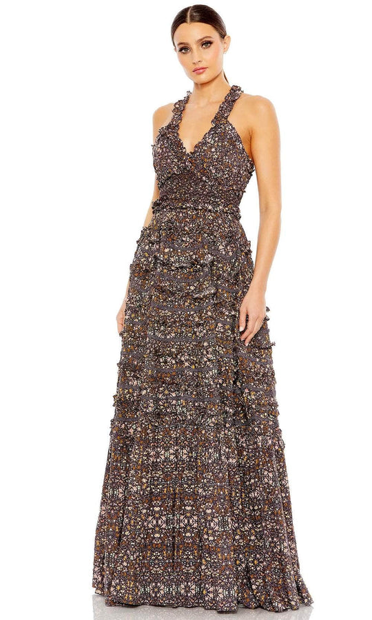 Mac Duggal 8023 - Cross Back Floral Print Evening Dress