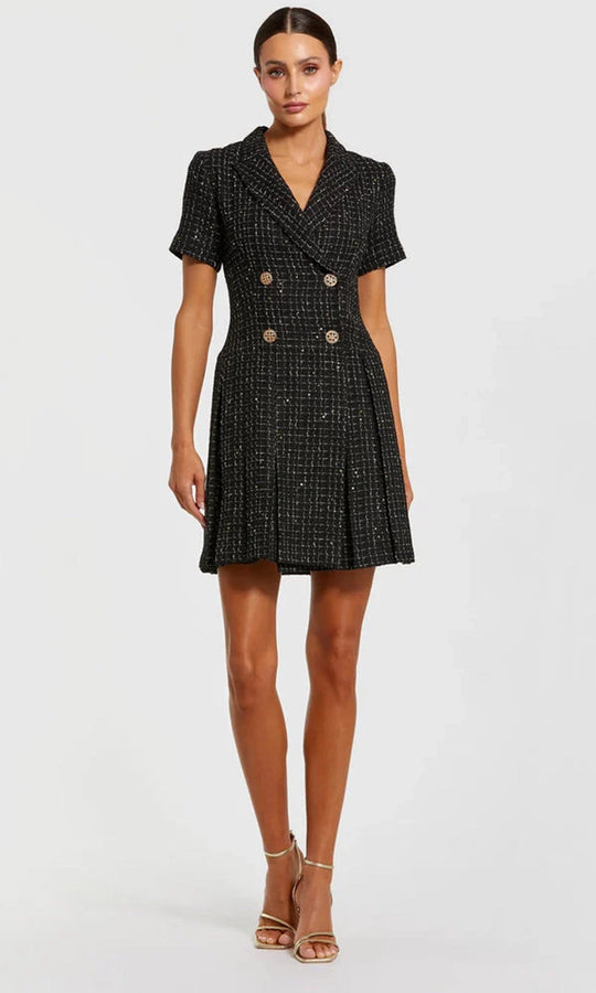 Mac Duggal 81200 - Short Sleeve Tweed A-Line Mini Dress